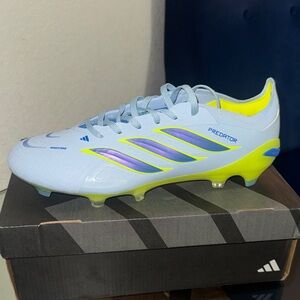 Adidas Predator Cleats - Light Blue and Neon Yellow